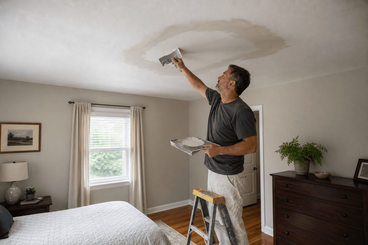 Professional ceiling repair in a Chester County home